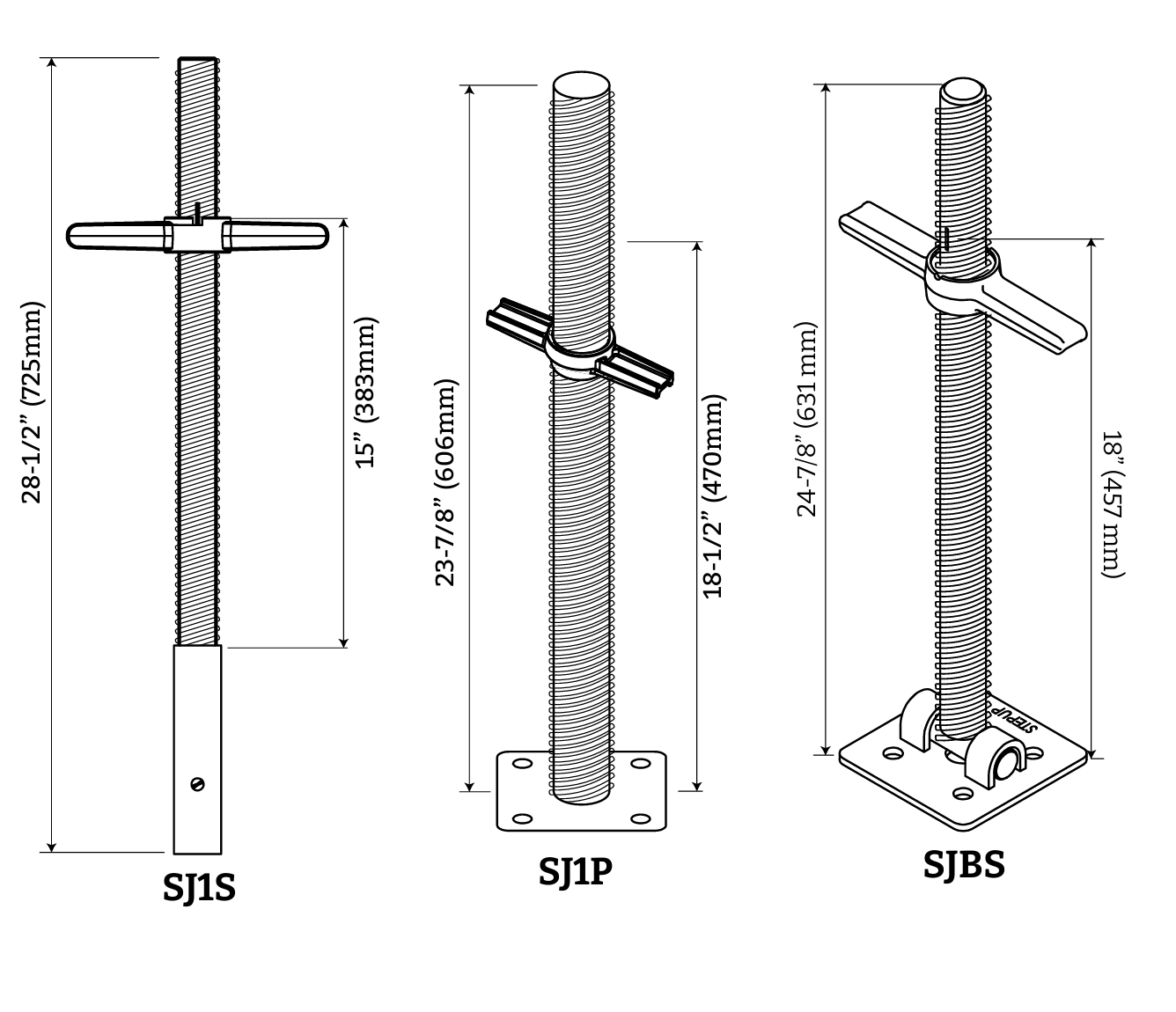 Galvanized screw jacks variants